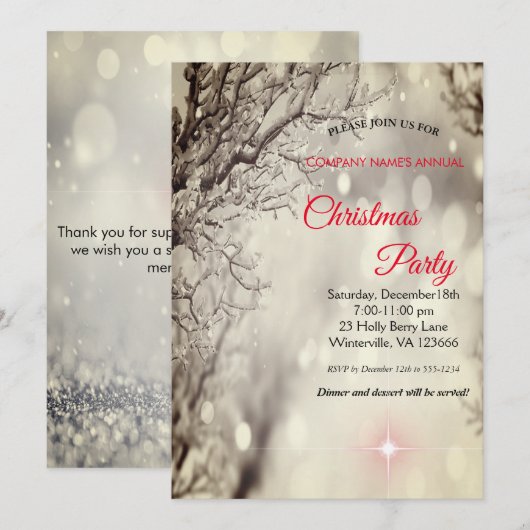 Elegante Weihnachtseinladung Einladung (Vorne/Hinten)