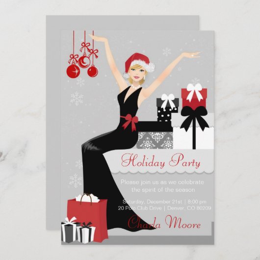 Elegante Weihnachtseinladungs-Party-Geschenke Einladung (Vorne/Hinten)