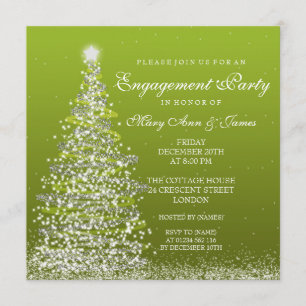 Elegante WeihnachtsEngagement Partei Grün Einladung