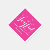 Elegante Weihnachtsfamilie Niedlich Rosa Serviette (Ecke)