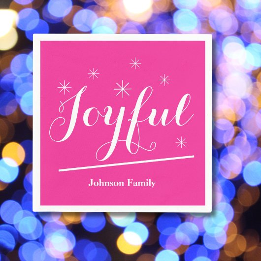 Elegante Weihnachtsfamilie Niedlich Rosa Serviette