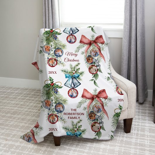 Elegante Weihnachtsfamilienfoto Collage Fleecedecke