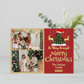 Elegante Weihnachtsfamilienfoto Collage Folien Feiertagskarte (Stehend vorne)