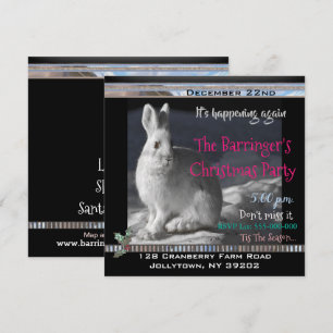 Elegante Weihnachtsfeier Bunny Schneee Nacht Einladung