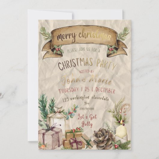 Elegante Weihnachtsfeier-Einladung (Vorderseite)