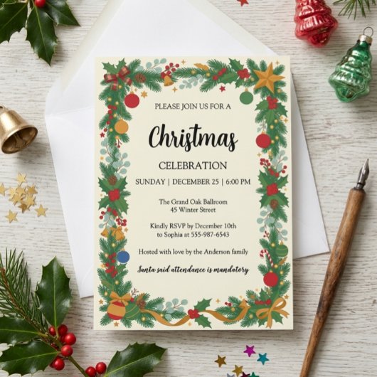 Elegante Weihnachtsfeier Einladung