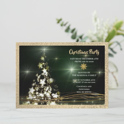 Elegante Weihnachtsfeier Einladung (Stehend Vorderseite)