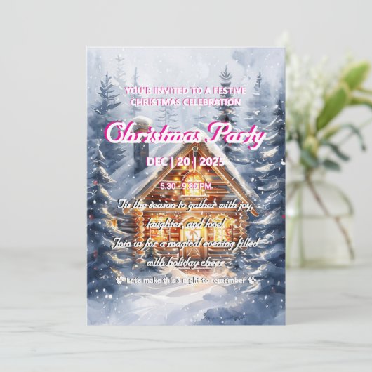 Elegante Weihnachtsfeier-Einladung für eine Winter Einladung (Stehend Vorderseite)