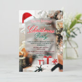 Elegante Weihnachtsfeier-Einladung im Winterstil Feiertagskarte (Stehend Vorderseite)