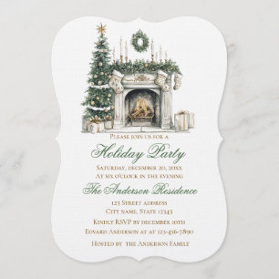 Elegante Weihnachtsfeier-Einladung Kamin Einladung