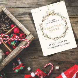 Elegante Weihnachtsfeier-Einladung mit Kranz Einladung