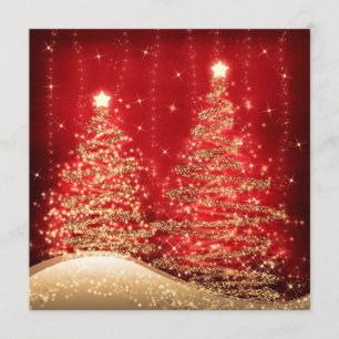 Elegante Weihnachtsfeier funkelnde Bäume Rot Einladung