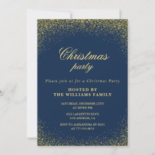 Elegante Weihnachtsfeier Gold Navy Glamour Einladung