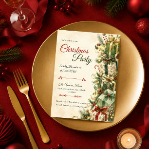 Elegante Weihnachtsfeier im Smaragdgrün Einladung