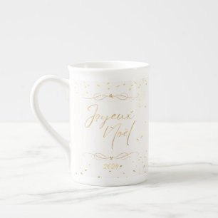 Elegante Weihnachtsfeier in Creme und Gold Porzellantasse