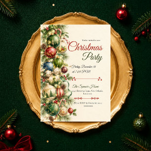 Elegante Weihnachtsfeier in Juwel-Tönen Einladung