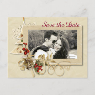Elegante Weihnachtsfeier mit Foto Save the Date Ankündigungspostkarte