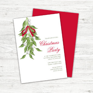 Elegante Weihnachtsfeier mit Mistelgrün Einladung