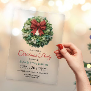 Elegante Weihnachtsfeier mit moderner Grünpflanze Acryleinladungen