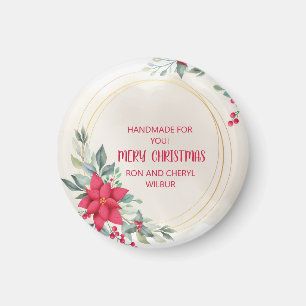 Elegante Weihnachtsfeier mit Rentier-Blumen-Motiv Magnet