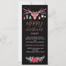 Elegante Weihnachtsfeier mit Rentier-Blumen-Motive