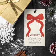 Elegante Weihnachtsfeier mit roter Schleife -