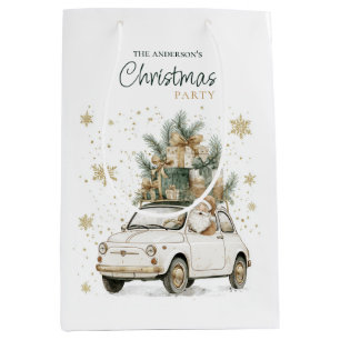 Elegante Weihnachtsfeier mit Wasserfarben-Santa Mittlere Geschenktüte