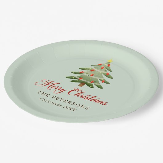 Elegante Weihnachtsfeier Pappteller (Schrägansicht)