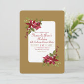 Elegante Weihnachtsfeier Poinsettia Holiday Party Einladung (Stehend Vorderseite)