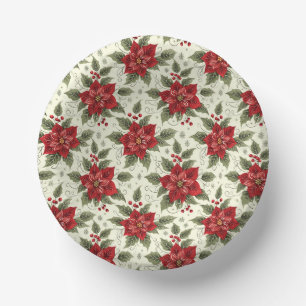 Elegante Weihnachtsfeier Poinsettie Pappteller