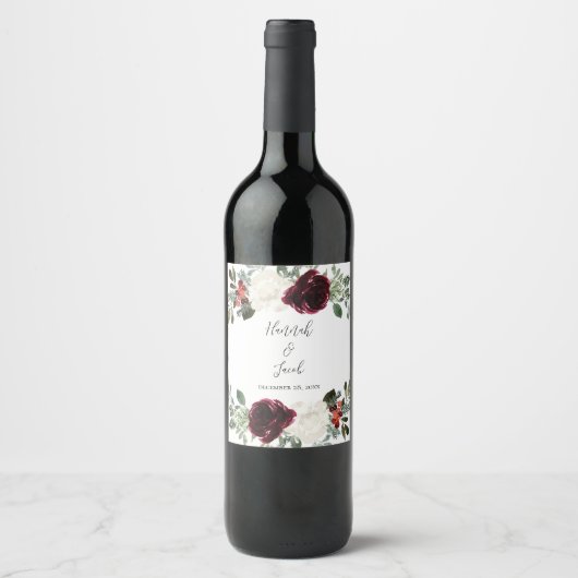 Elegante Weihnachtsfeier Weinetikett (Vorderseite)