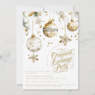 Elegante Weihnachtsfeier zum Ornamententausch in G Einladung