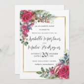 Elegante Weihnachtsfeiern in Roter Blüte Einladung (Vorne/Hinten)