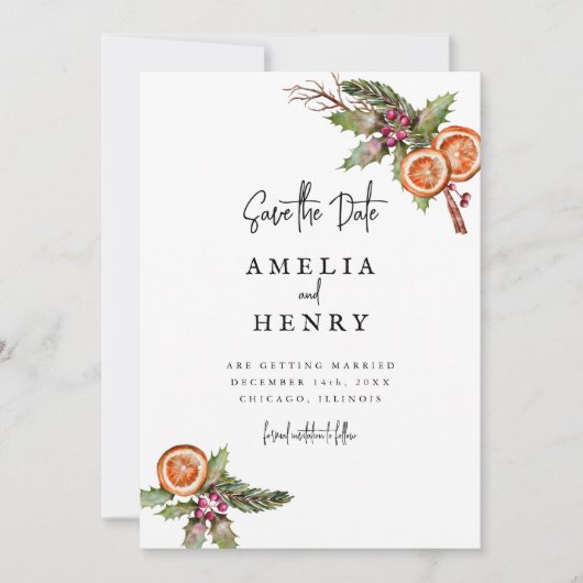 Elegante Weihnachtsfeiern retten das Datum Save The Date (Vorderseite)