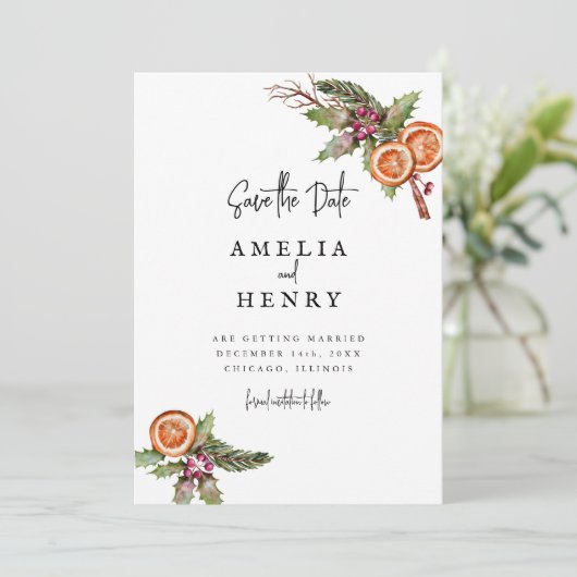 Elegante Weihnachtsfeiern retten das Datum Save The Date (Stehend Vorderseite)