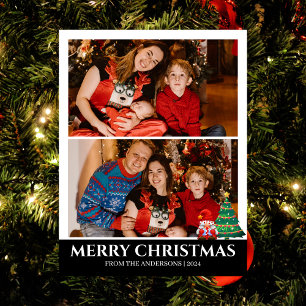 Elegante Weihnachtsfeiertage Script Family 2 Foto Feiertagspostkarte