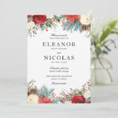 Elegante Weihnachtsfeiertage Winterhochzeit Einladung (Stehend Vorderseite)