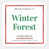 Elegante Weihnachtsfesttage Candle Packaging Quadratischer Aufkleber (Vorderseite)
