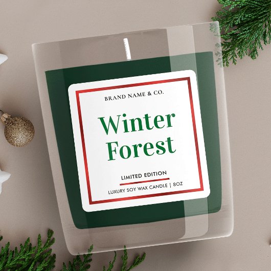 Elegante Weihnachtsfesttage Candle Packaging Quadratischer Aufkleber