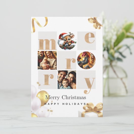 Elegante Weihnachtsfoto-Karte mit Deta Einladung (Stehend Vorderseite)