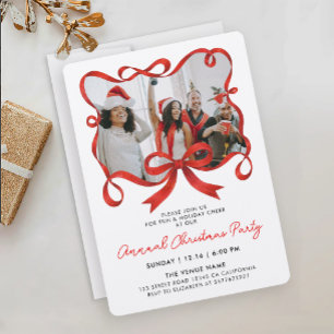 Elegante Weihnachtsfotografie Rotes Band Kalligraf Einladung