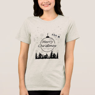Elegante Weihnachtsfreude: Eine minimalistische Fe Tri-Blend Shirt