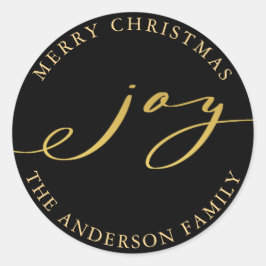 Elegante Weihnachtsfreude Gold & Black Holiday Runder Aufkleber