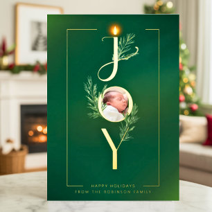Elegante Weihnachtsfreude Minimalistische Foto-Chr Folien Feiertagskarte