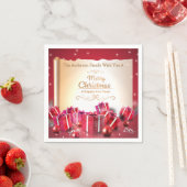 Elegante Weihnachtsgeschenkboxen Rot Silber Feste Serviette (Beispiel)
