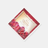Elegante Weihnachtsgeschenkboxen Rot Silber Feste Serviette (Ecke)