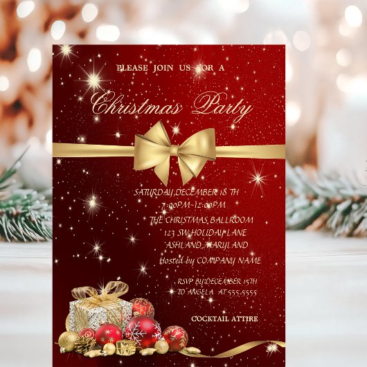 Elegante Weihnachtsgeschenke, Bow, Rot, Weihnachte Einladung