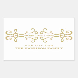 Elegante Weihnachtsgeschenke Tag / Weißes Gold Rechteckiger Aufkleber