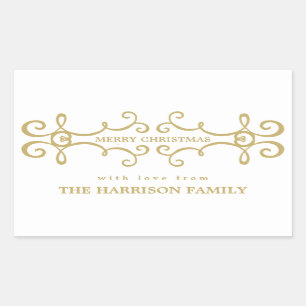 Elegante Weihnachtsgeschenke Tag / Weißes Gold Rechteckiger Aufkleber