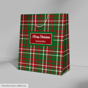 Elegante Weihnachtsgeschenktüten mit Tartan-Akzent Mittlere Geschenktüte